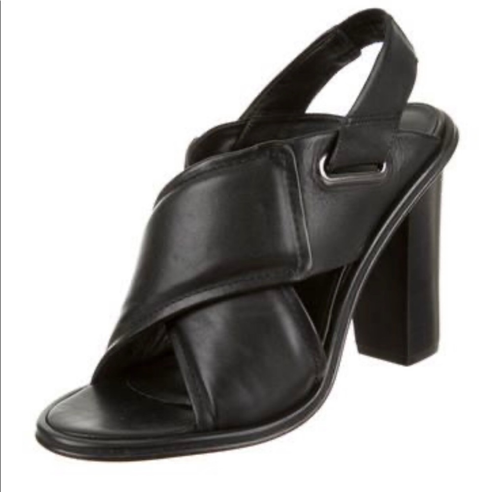 Tibi Black Chunky Leather Heel Sandals 8.5